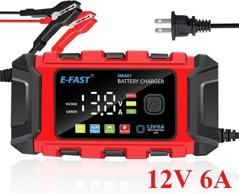 Car Battery Charger 12V Maintainer Trickle Charger Motorcycle LiFePO4 Lead-Acid