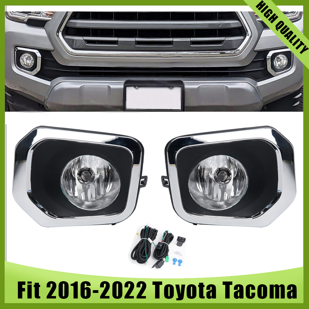 Fit 2016-2022 Toyota Tacoma SR SR5 Bumper Clear Lens Driving Fog Lights Lamp Kit