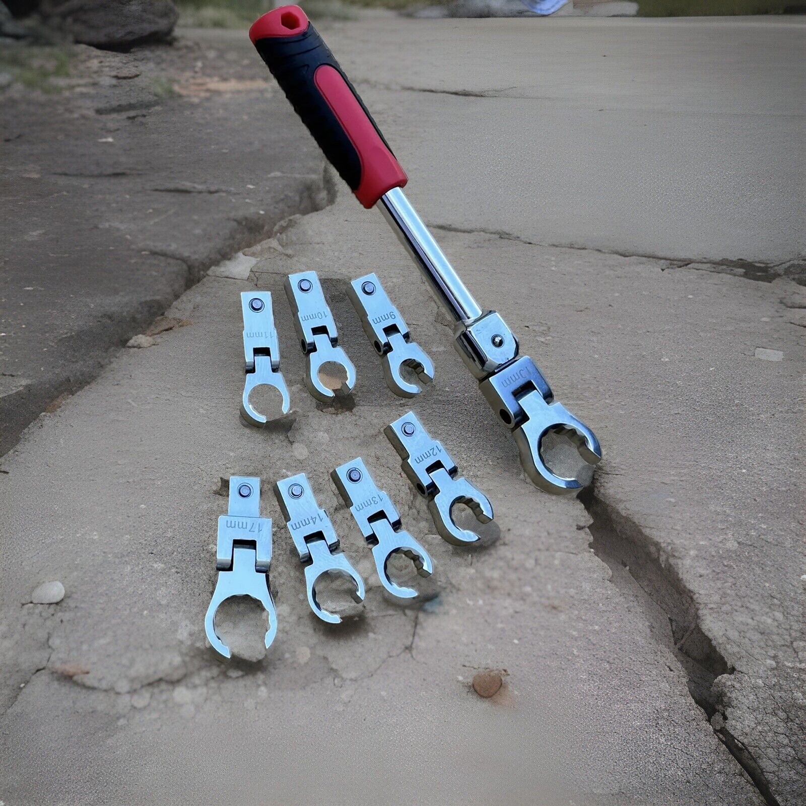 9pcs Flare Nut Flexible Open End Offset Box Wrench Metric Set Brake Line Wrench