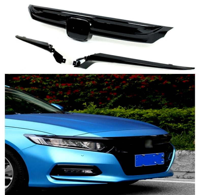 For 2018-2020 10th Gen Honda Accord Sedan JDM Sport Style Grille Glossy Black