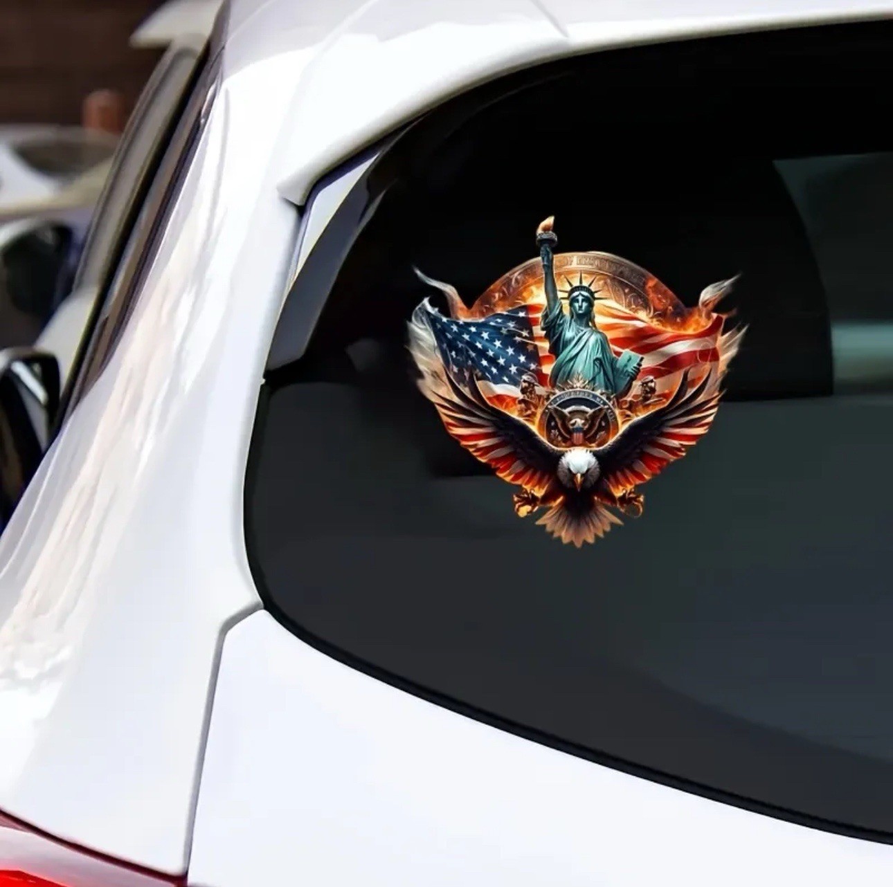 United States America US Flag Eagle Statue of Liberty 5” Inch Sticker Decal 1PC