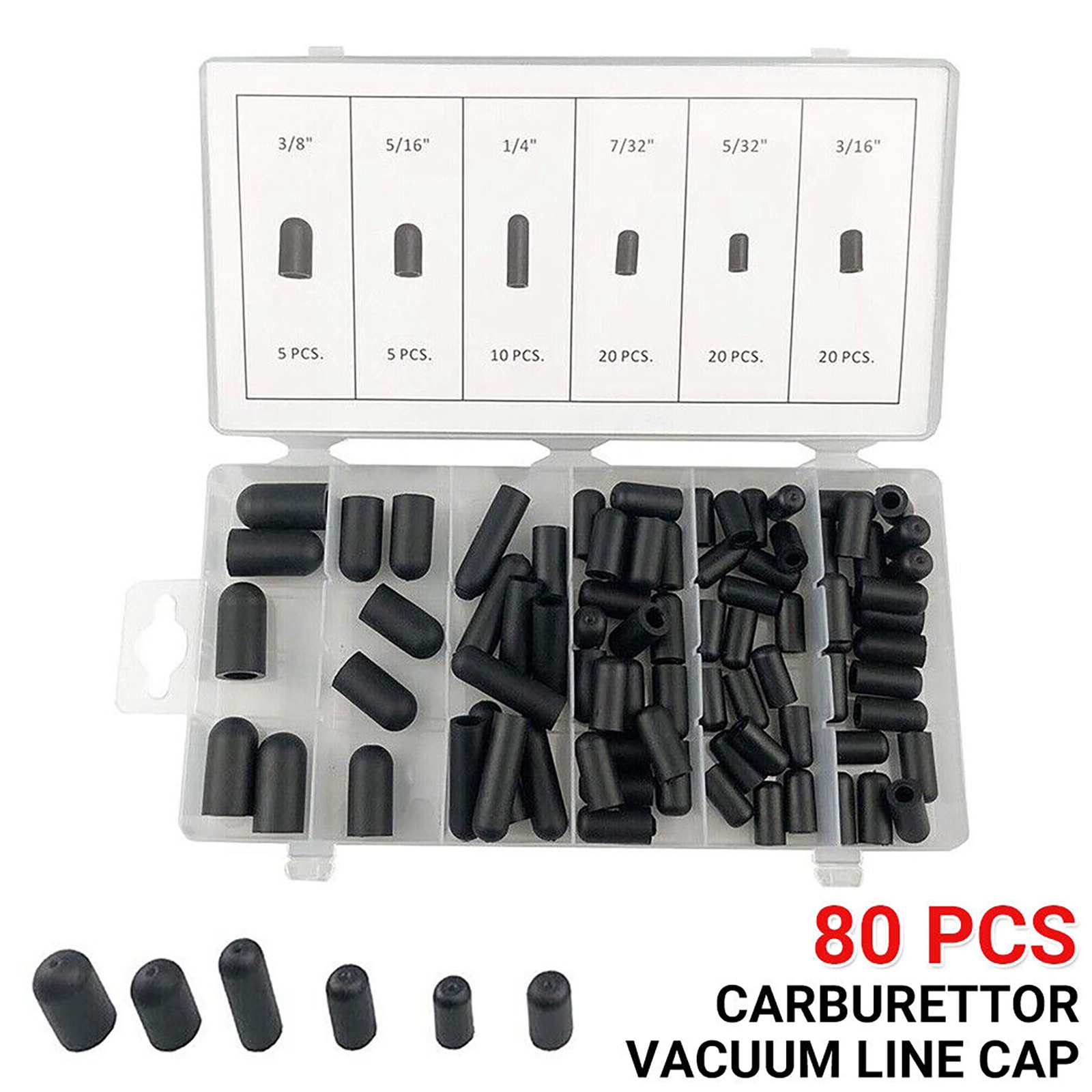 Silicone Hose Cap Vacuum Cap Block Off Assortment Kit For Holley Edelbrock 80Pcs