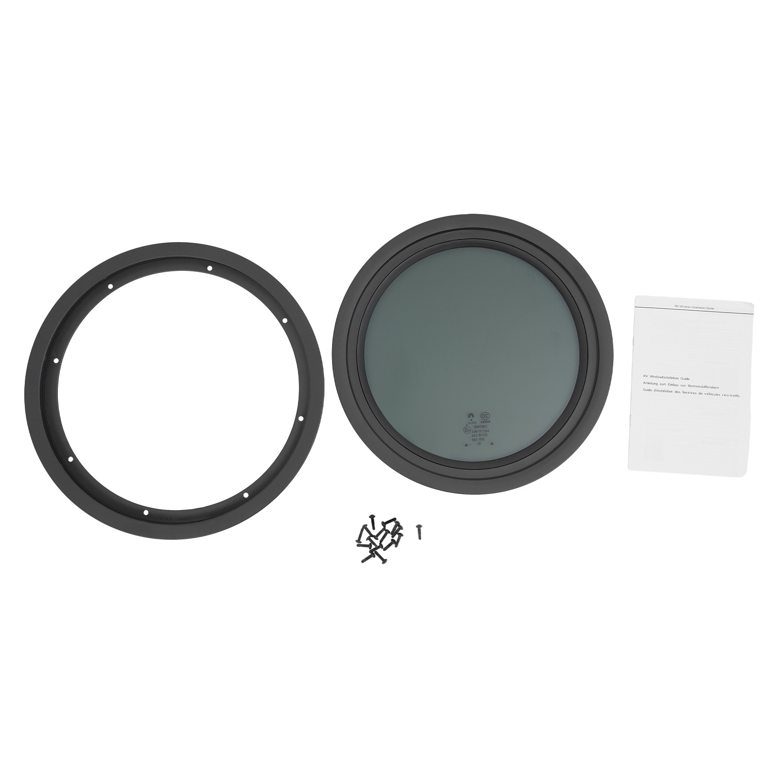12″ Round RV Window with Trim Ring – Durable Aluminum Alloy Design
