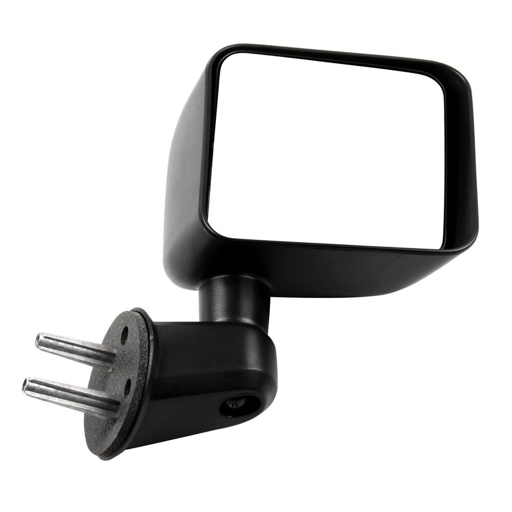 Black Smooth Mirror Manual Fold For 2007-2017 Jeep Wrangler Passenger Side