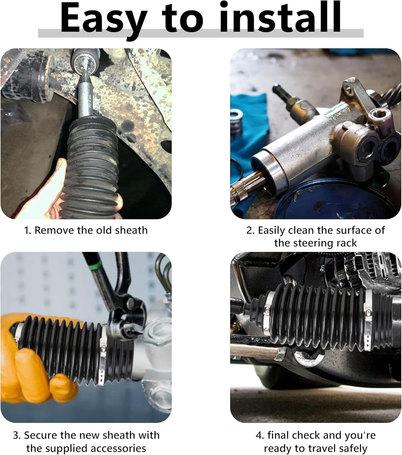 Dustproof Silicone Inner Tie Rod Boot Set w/Cable Tie Clamp Customized For Chevy