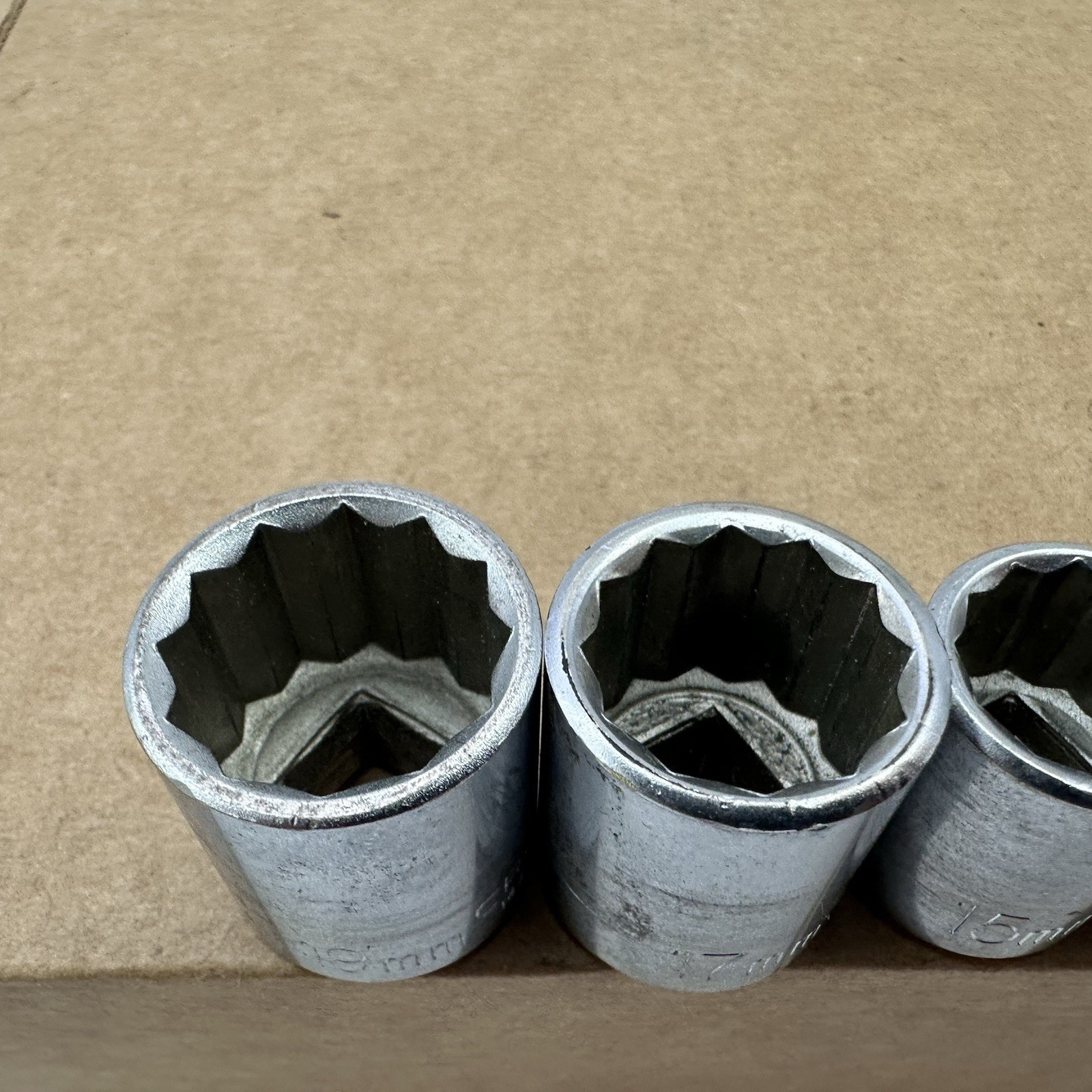 Vtg Craftsman Shallow Socket Set 3/8 Drive Metric 19 17 15 11 EE- USA 12 Point