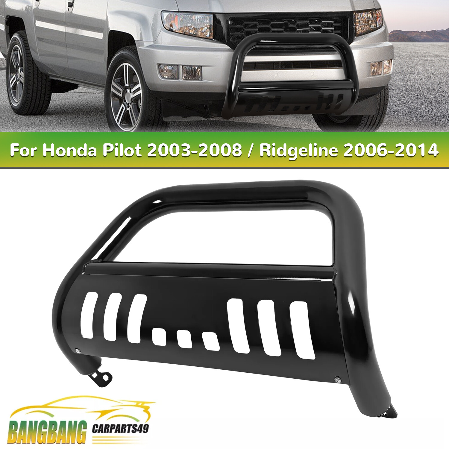 3″ Tube Bull Bar Push Bumper Grille Guard For Honda 03-08 Pilot/06-14 Ridgeline