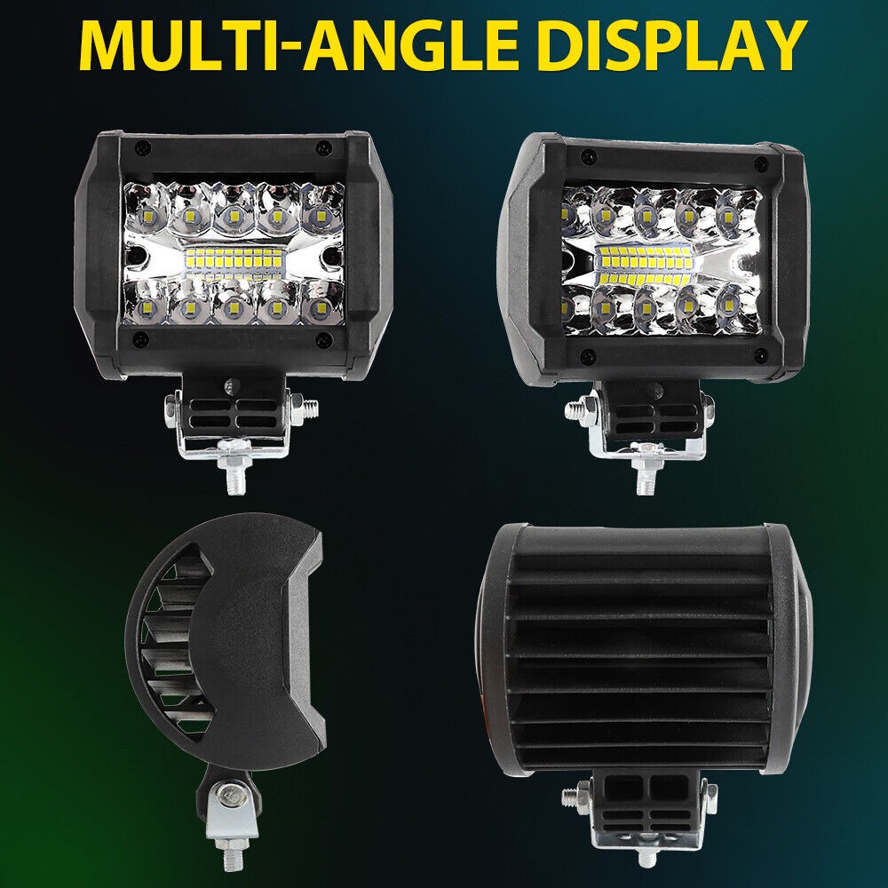 52″ LED Work Light Bar+4″ Light Pods+Mounting Bracket For Jeep Wrangler JK 07-18