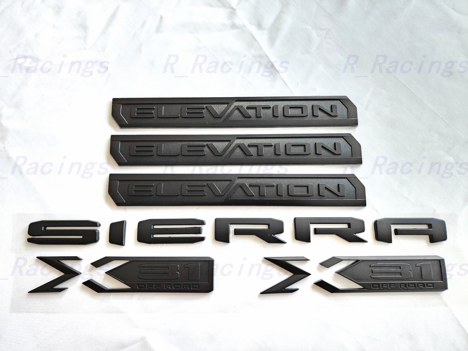 6PCS Matte black Door Rear Elevation Sierra Bed X31 Emblem 2019-2023 Sierra 1500