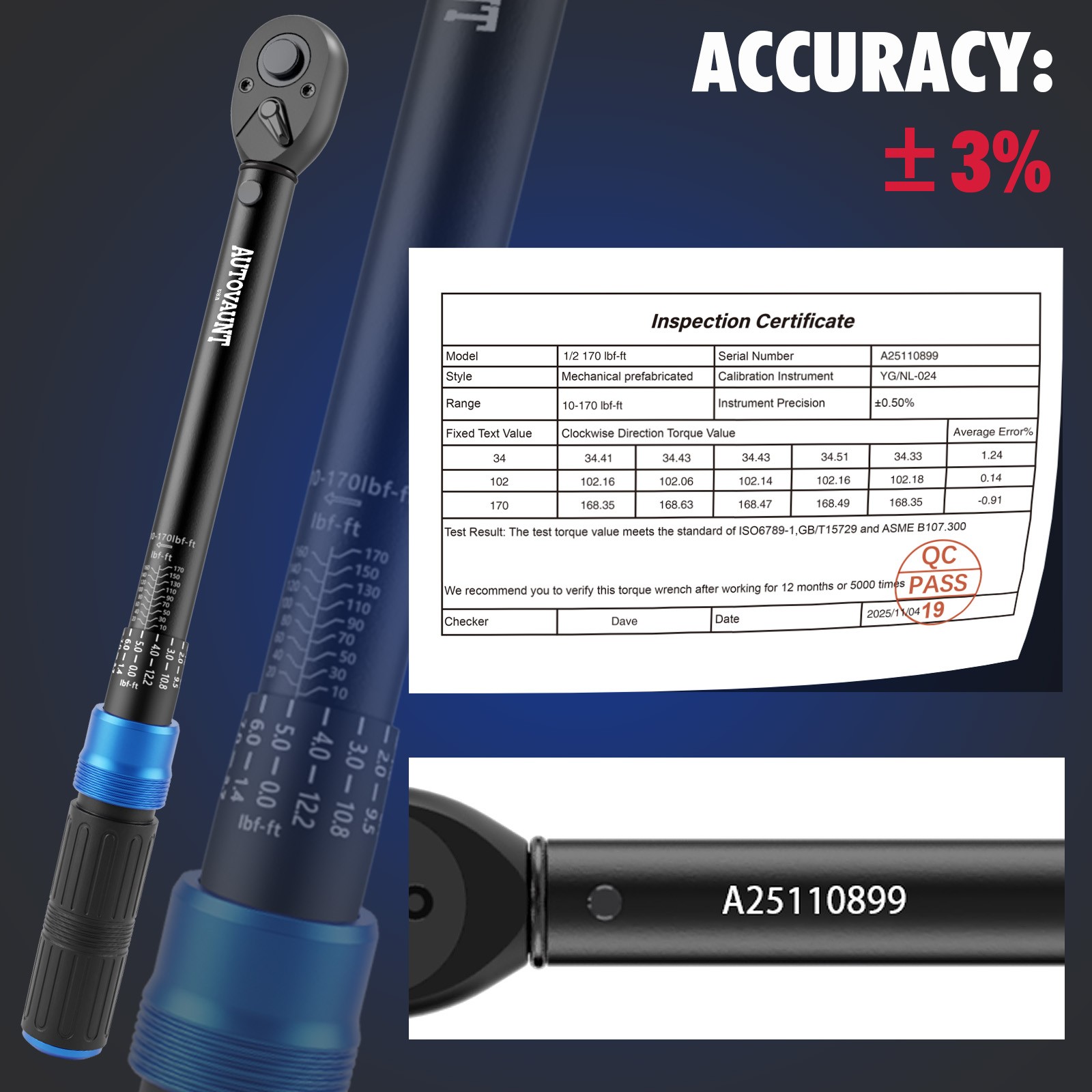 1/2″ Torque Wrench Snap Socket Professional Drive Click Type Ratcheting