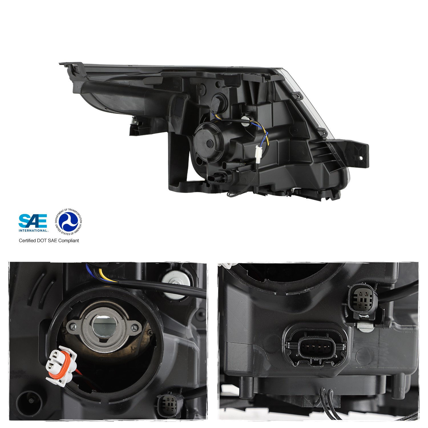 For 11-15 Ford Explorer Halogen Projector Headlights w/LED DRL Sequential Signal