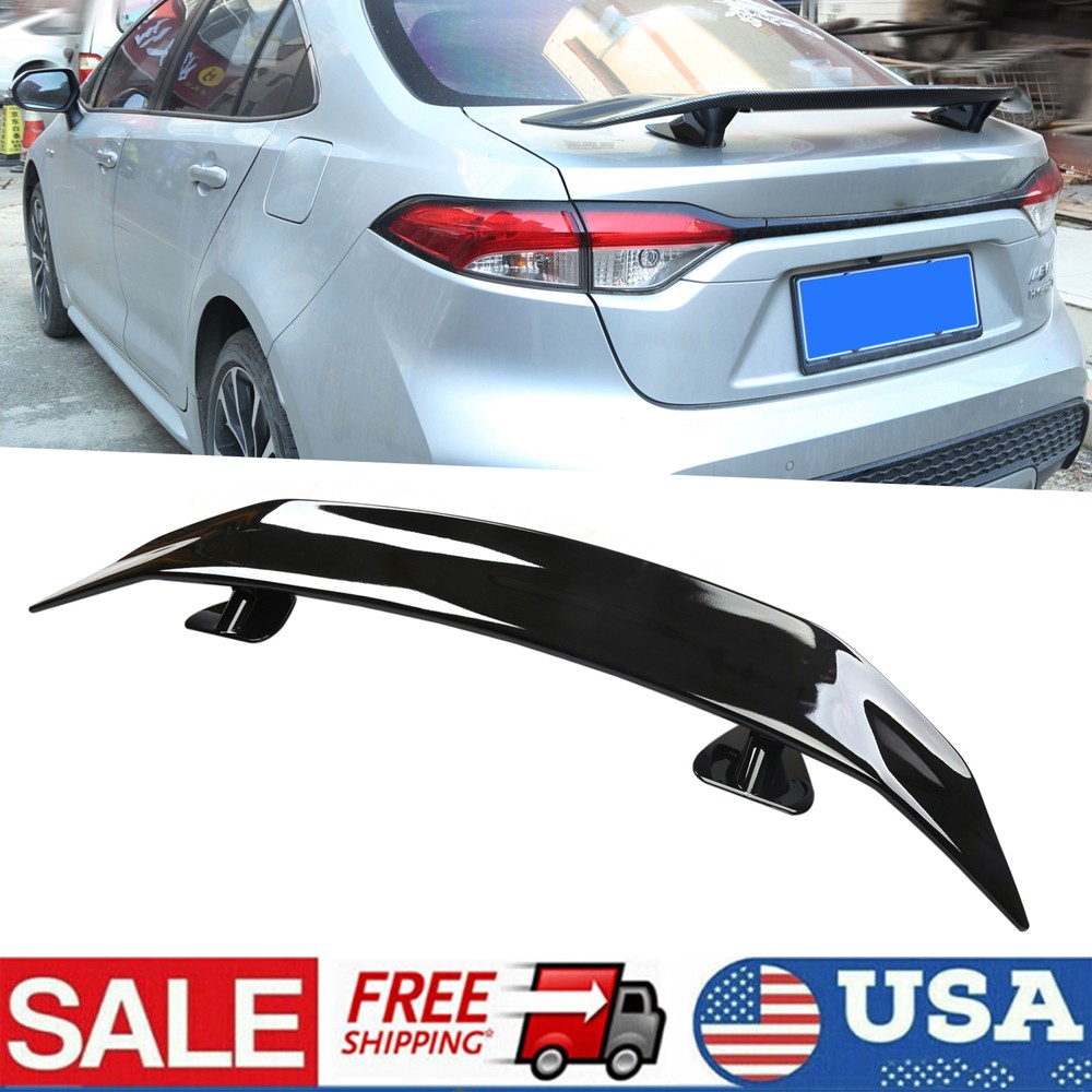 46″ Universal Trunk Spoiler Sport Style Car Rear Wing Gloss Black W/ Adhesive US