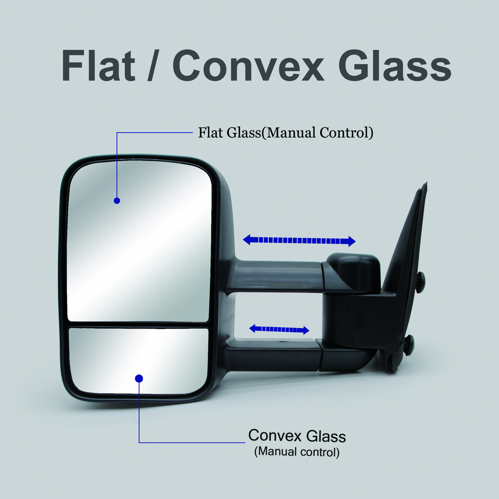 Pair Tow Mirrors Manual Fold Adjustment Fits 2002-06 GMC Sierra 1500 2500 Black