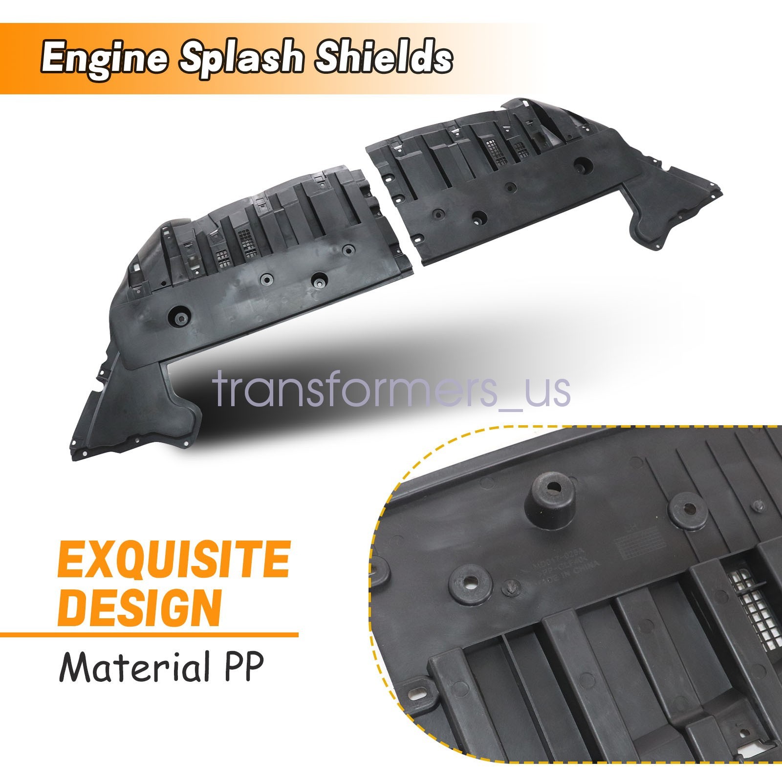 For Ford Fusion 2017-2020 New Engine Splash Shield Driver & Passenger Side Pair