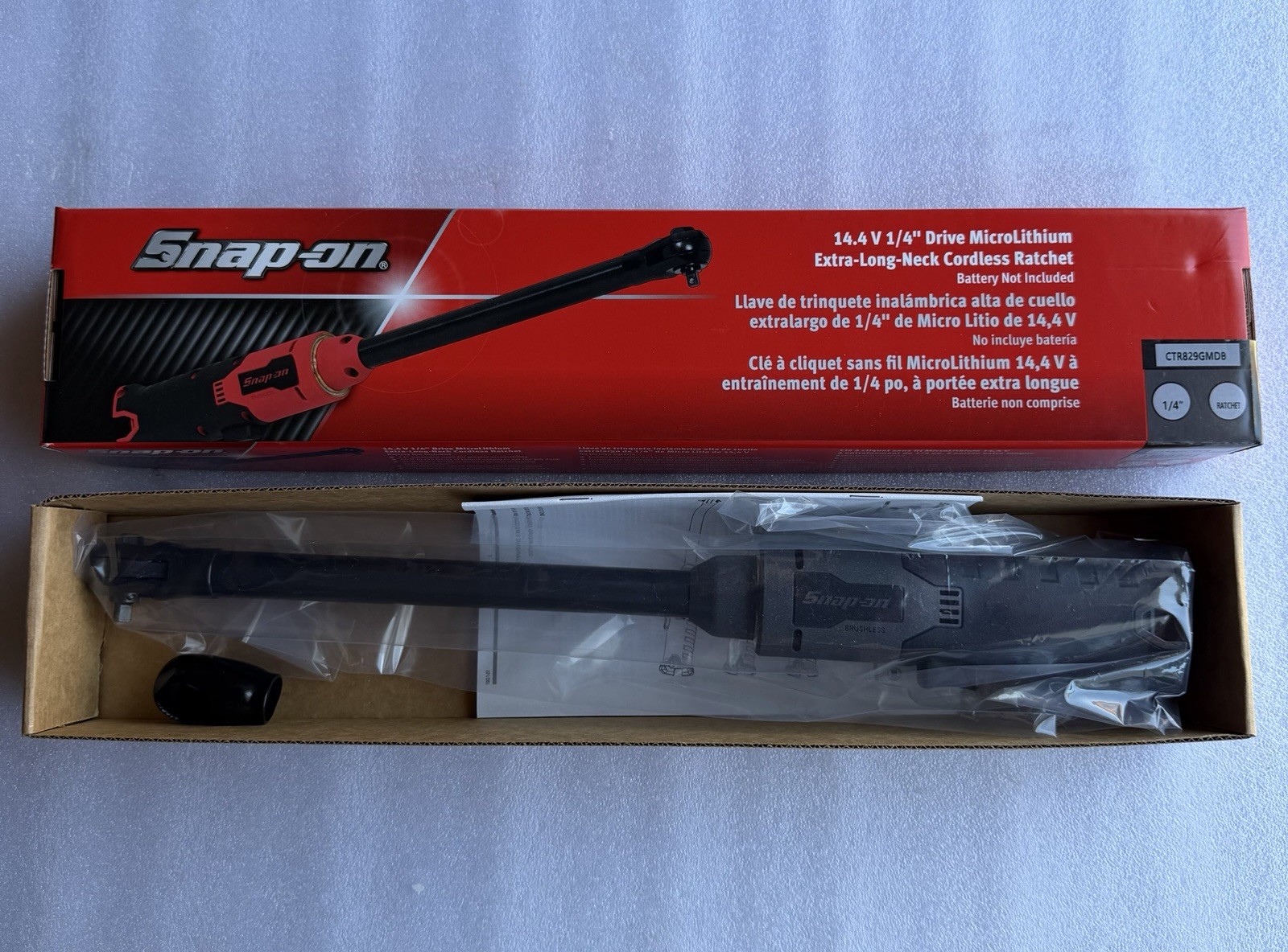 NEW Snap On CTR829GMDB 14.4V 1/4″ Extra Long Neck Cordless Ratchet (Tool Only)