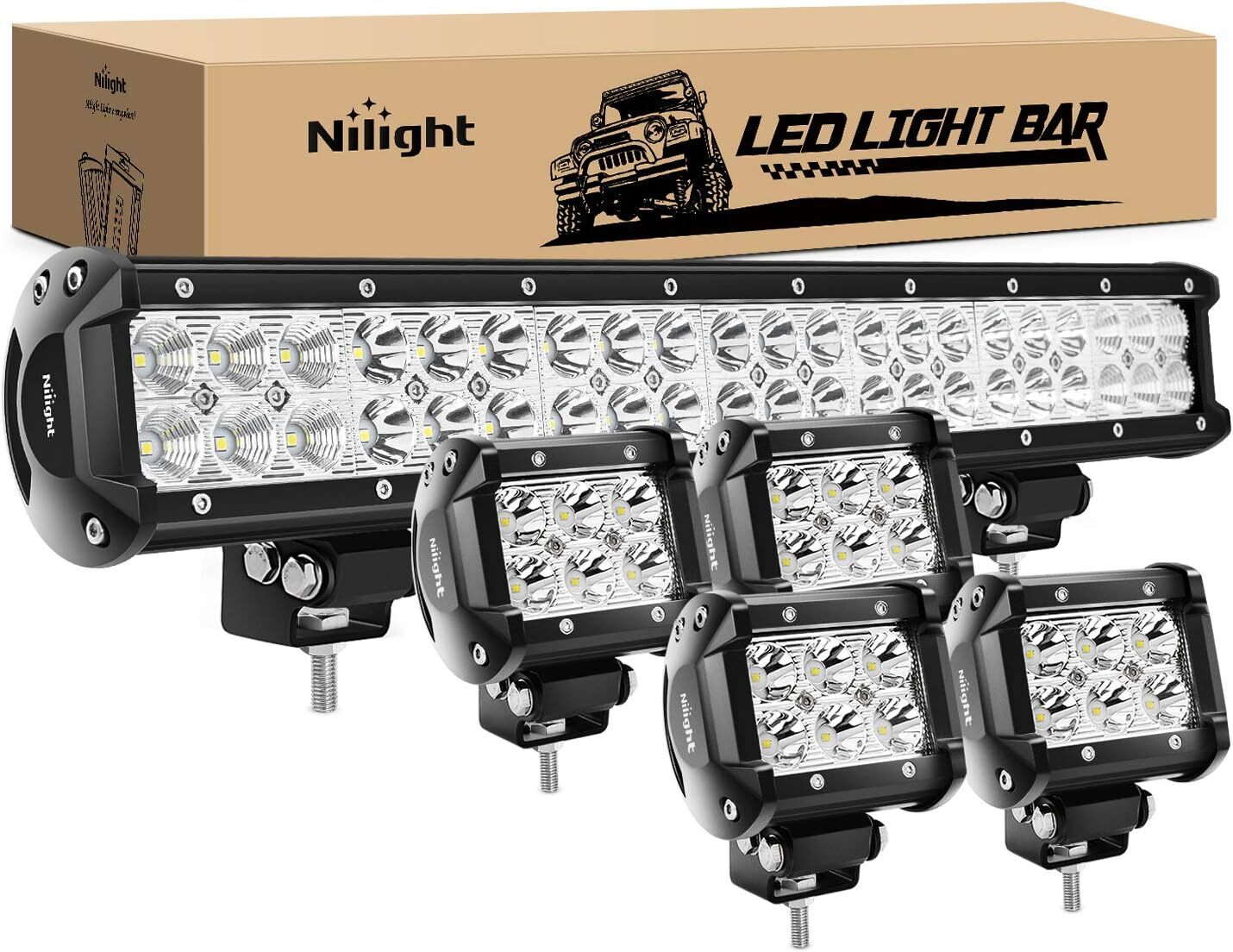 Nilight Led Light Bar 22Inch 480W Triple Row Flood Spot Combo Waterproof