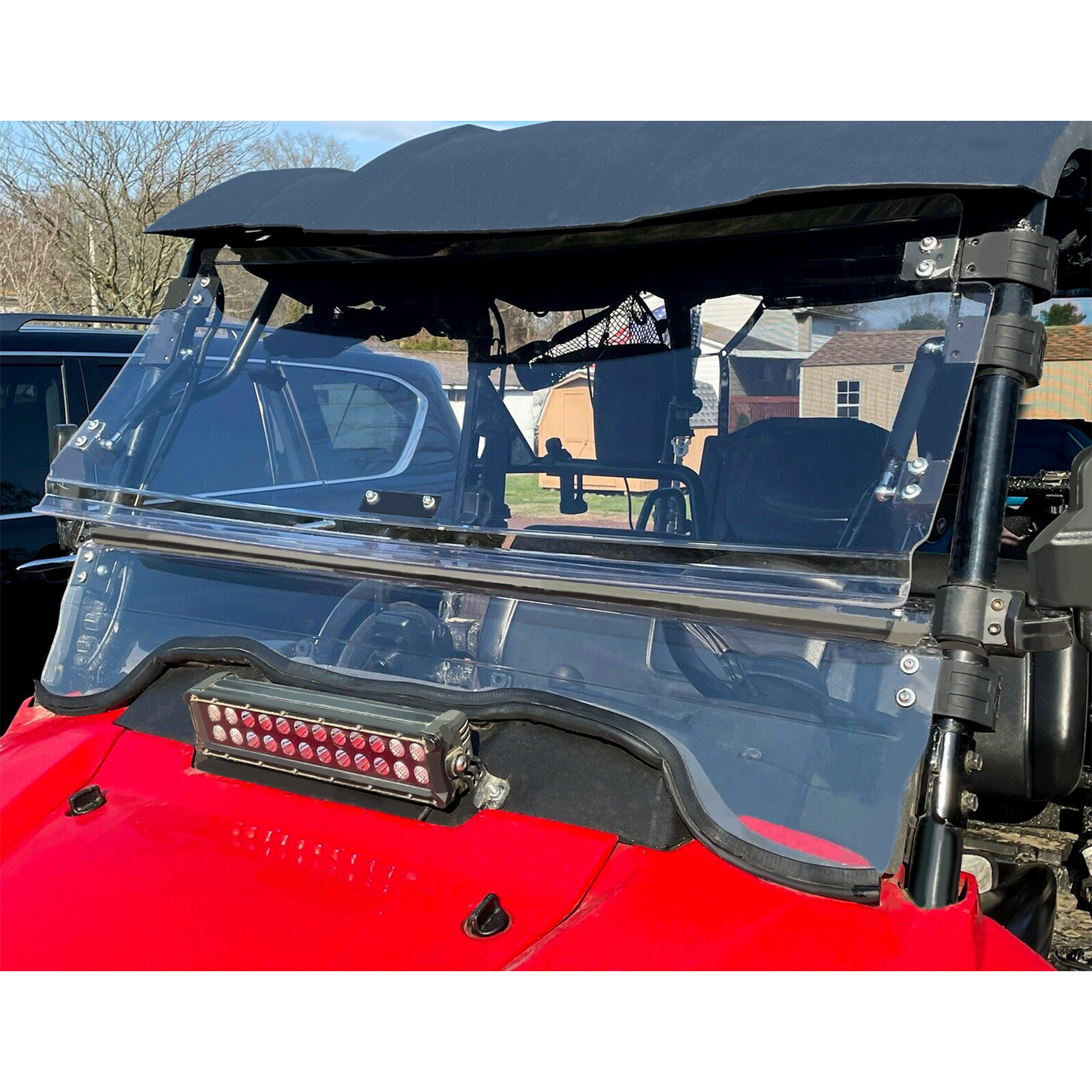 Clear Flip Windshield Scratch Resistant For 14-24 Honda Pioneer 700/700-4 Models
