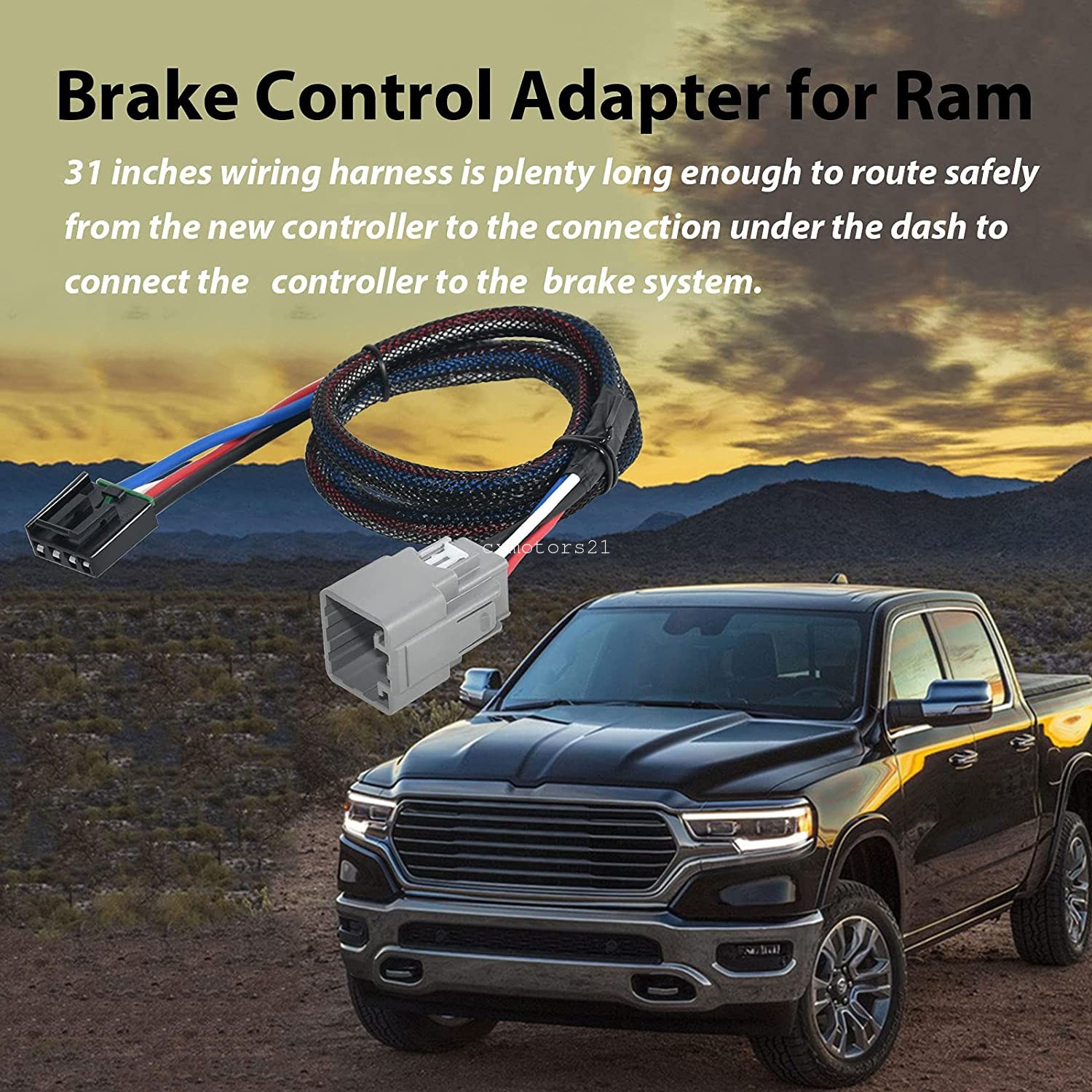 Brake Controller Wire Harness Adapter For Ram 1500 Classic 2019-2022 w/ Tekonsha
