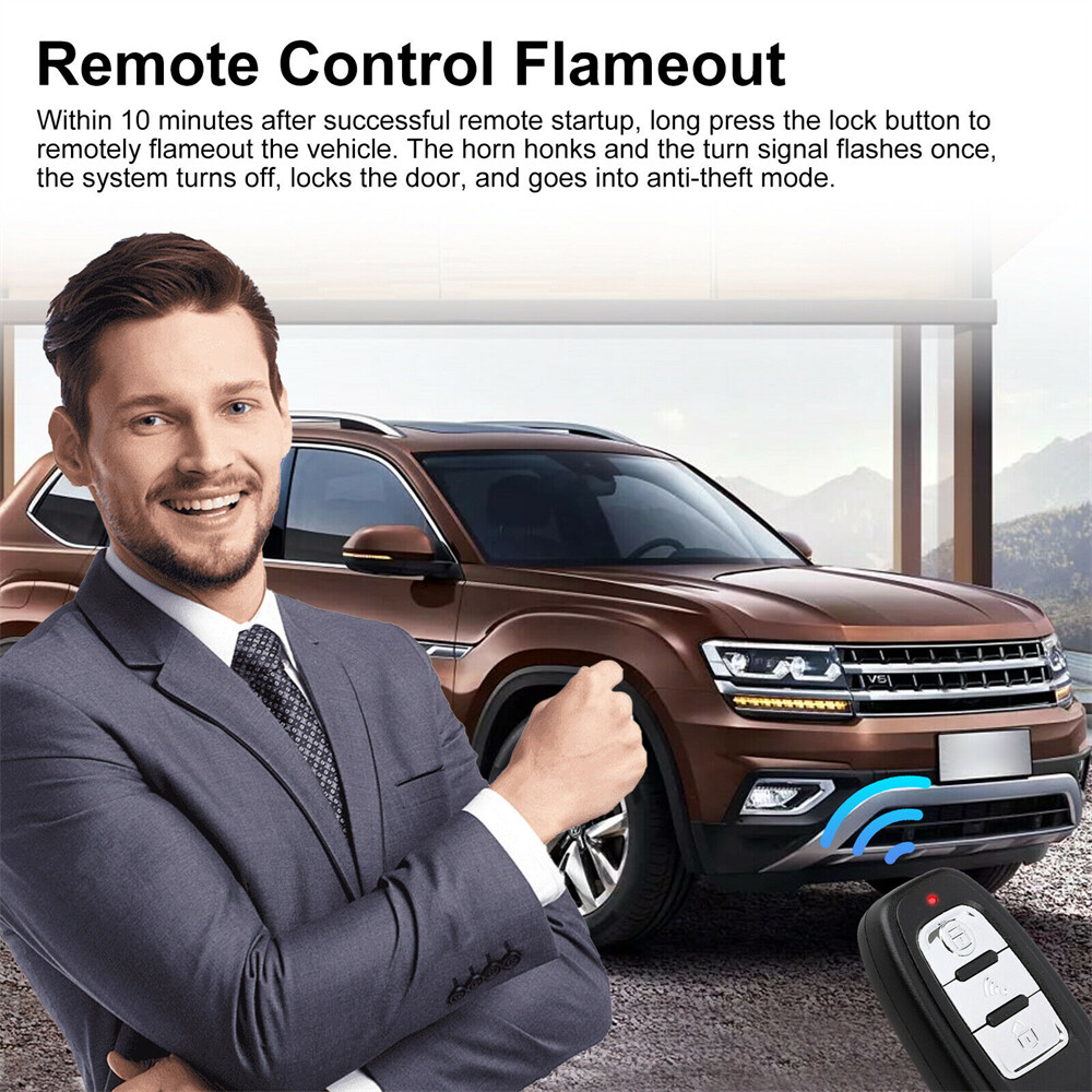 Car Engine Start Keyless Entry Alarm System Push Button Remote Starter Stop Kit