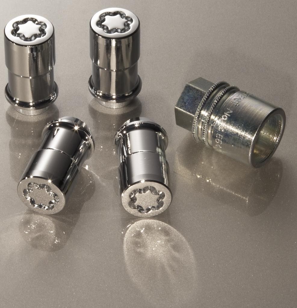 Chrome Plated Security Safety Wheel Locking Nuts for Exposed Lugs 4pc w/ Key