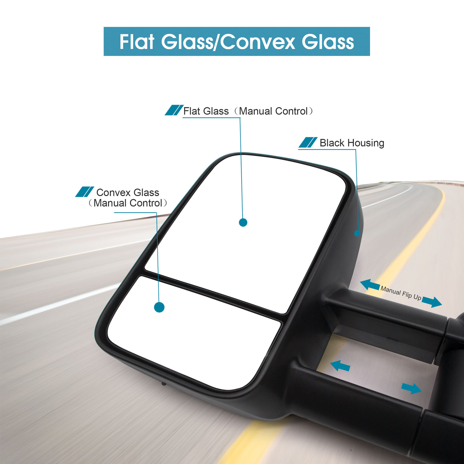 Tow Mirrors Manual Fold Fits 2001-2005 GMC Sierra 1500 2500 Ledt+Right Side