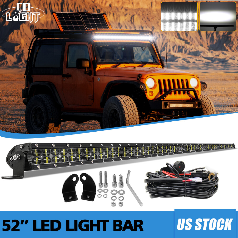 52″INCH 1200W Led Light Bar Spot Flood Combo Offroad Driving 4X4 Truck ATV 51