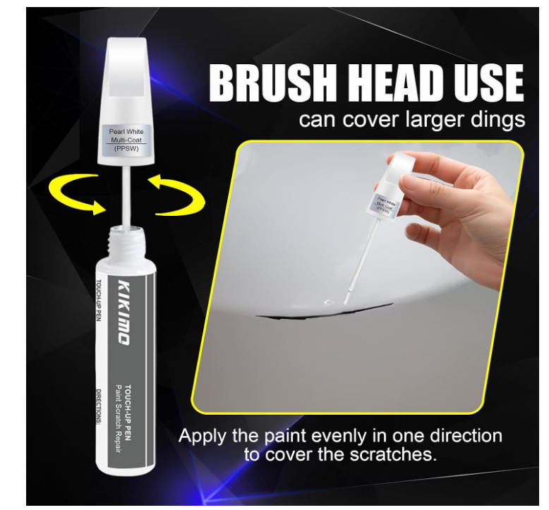 Tesla Touch Up Paint Pearl White PPSW 2-in-1 Pen Brush Scratch Repair