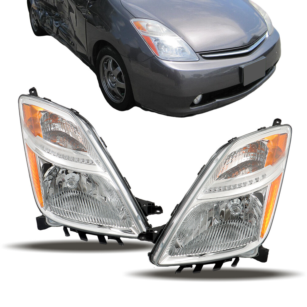 Headlamp Assembly Halogen Pair Right+Left Clear Fit For 2006-2009 Toyota Prius