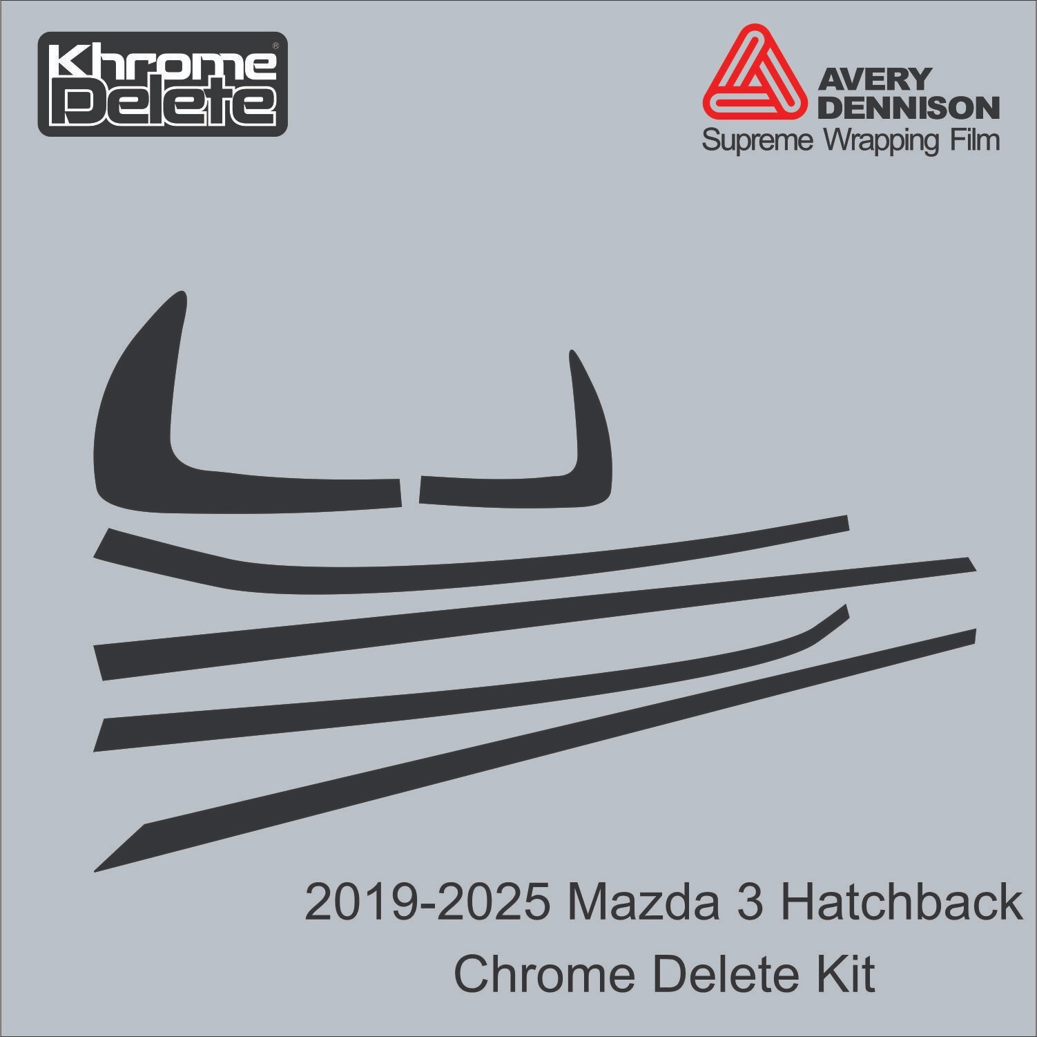 2019-2025 Mazda 3 Hatchback Chrome Delete Overlay (Glossy Black)