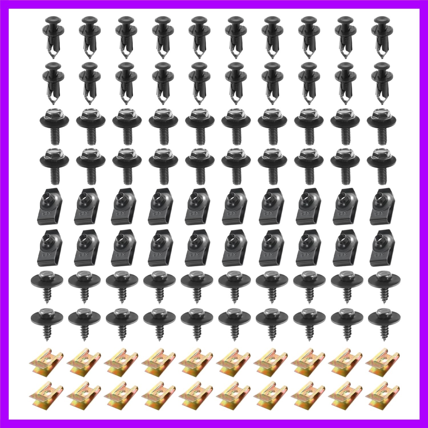 100 PCS Car Body Fender Bumper Splash Guard Fixing Clip, U-Screws and Bolts K…