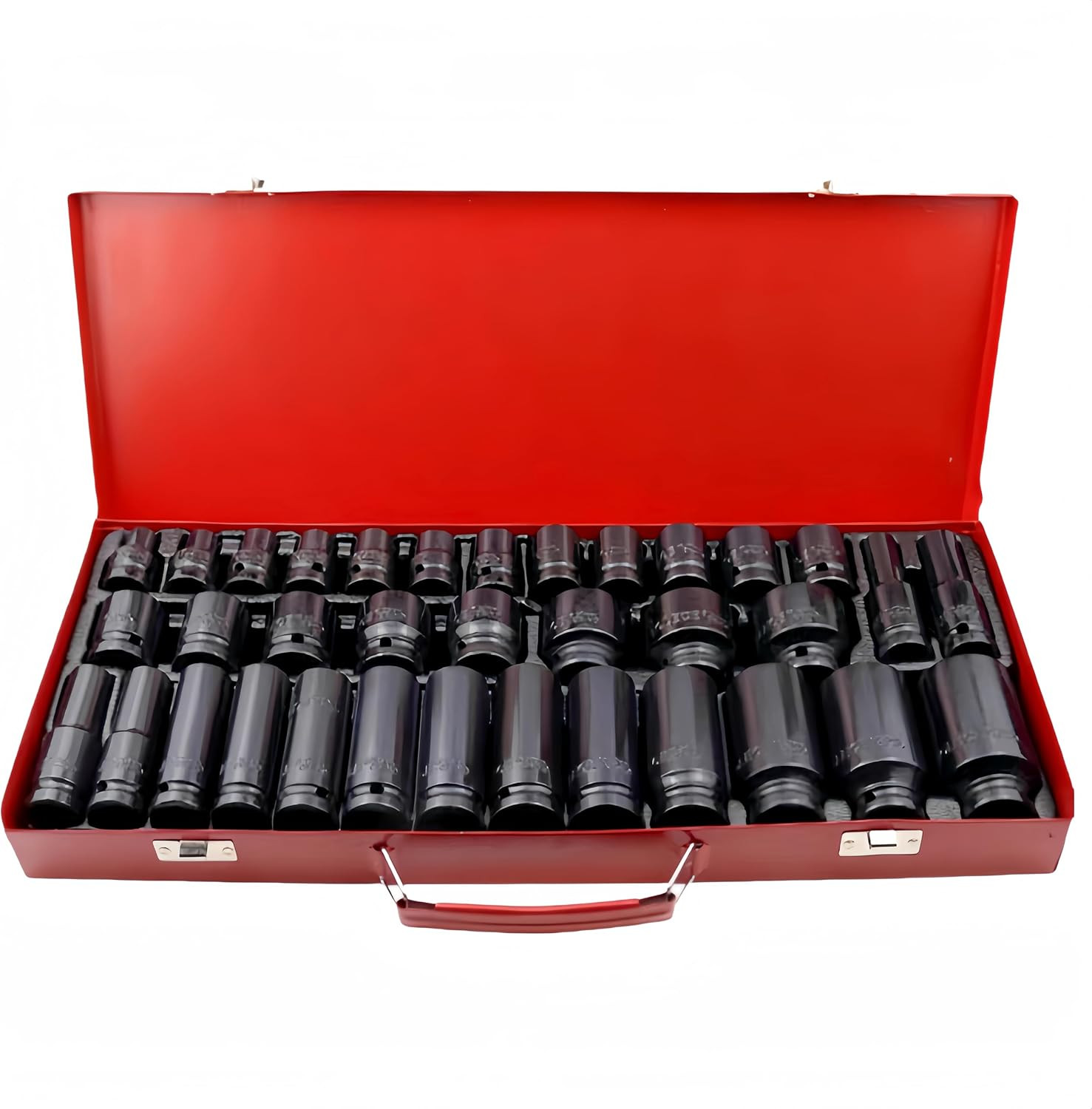 35pcs 1/2″ Inch Deep Impact Socket Set Drive 8-32mm Metric Garage Sae With Case