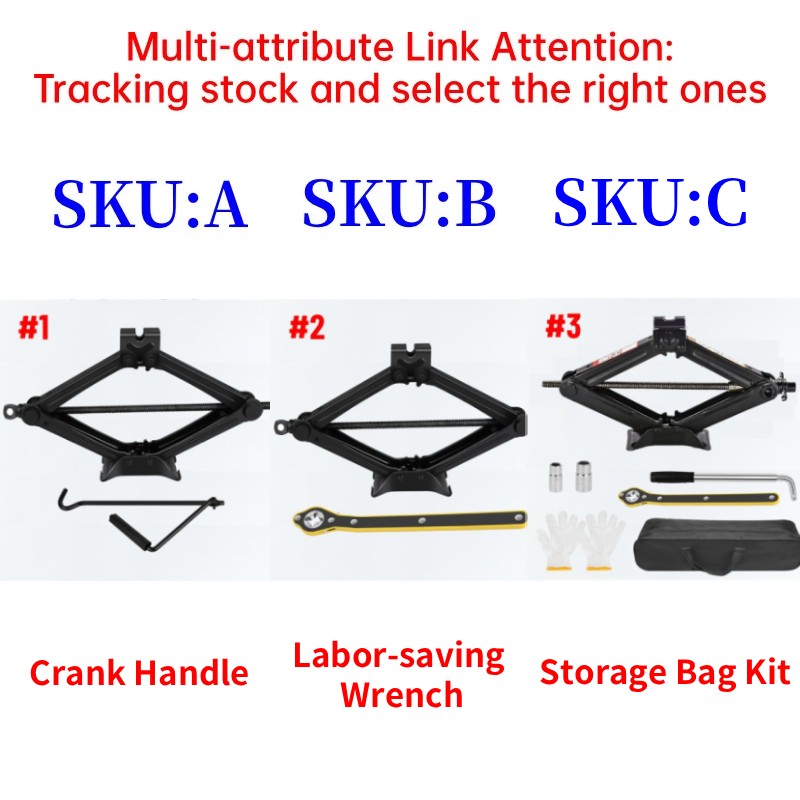 2 Ton，3 Ton Scissor Jack Handle Crank Wheel Lug Wrench Tool Kit Car Garage Tire