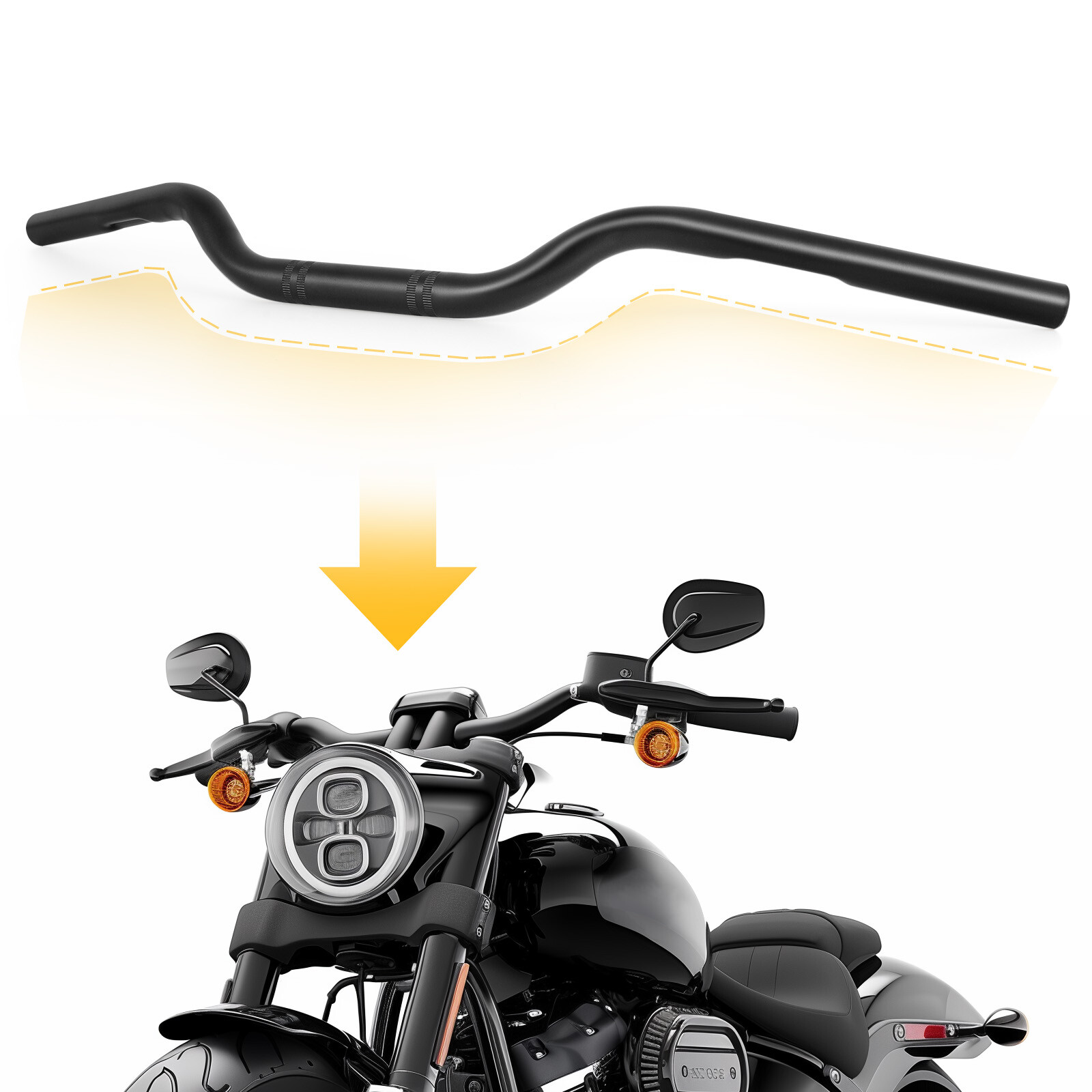 Motorcycle Handlebar Handle Bars 7/8″ 22mm Black For Kawasaki Z1000 Z750