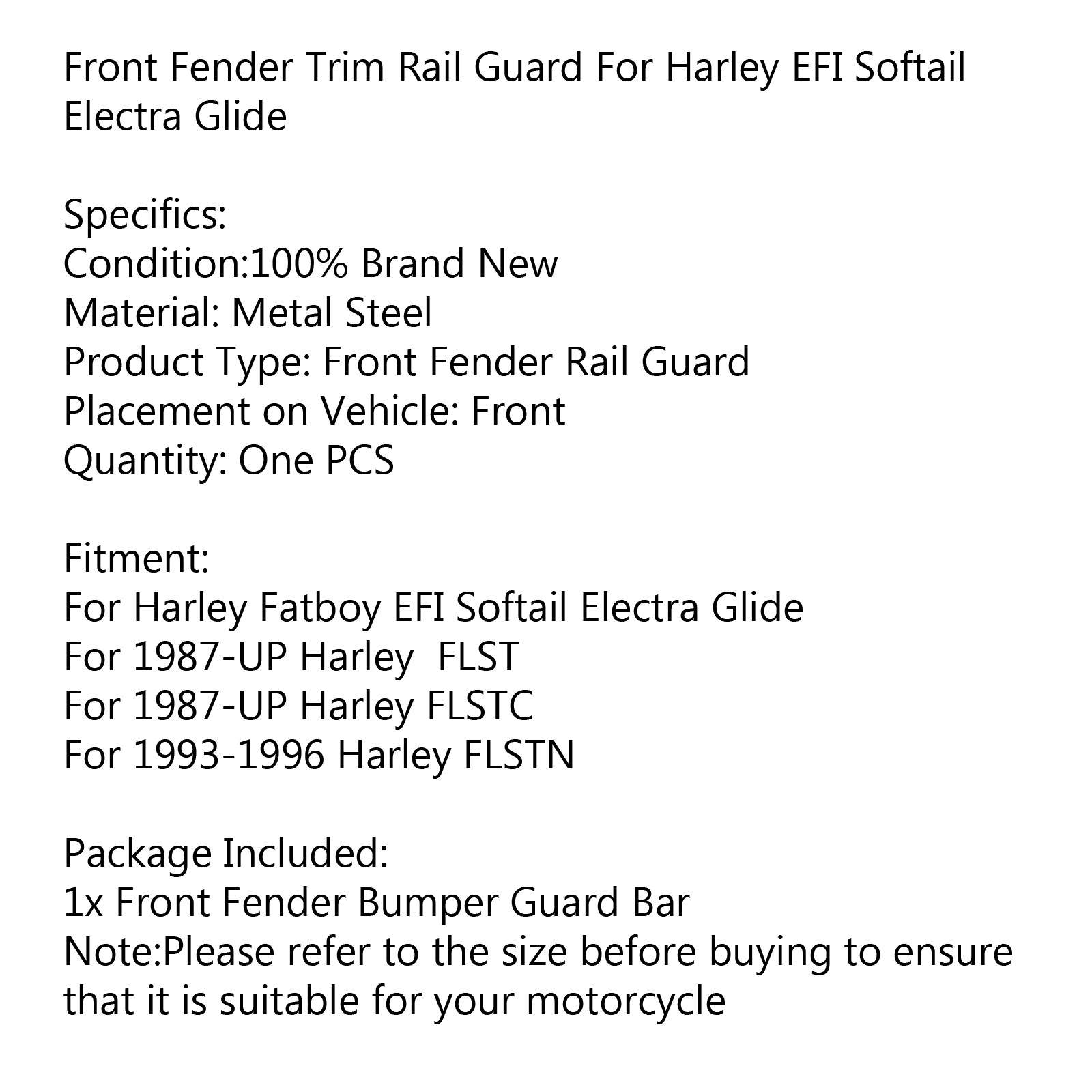 Front Fender Bumper Guard Bar For Halrey FLSTF EFI Softail Electra Glide FG CP