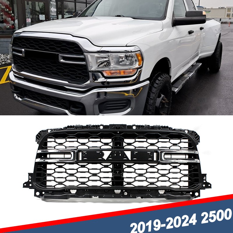 Chrome Front Bumper Grille For 2019-2024 RAM 2500 3500 Limited Big Horn Laramie