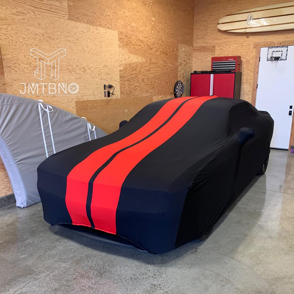 For Chevrolet Corvette C8 Indoor Dust Proof Black+ Red Line Stretch Car Cover US
