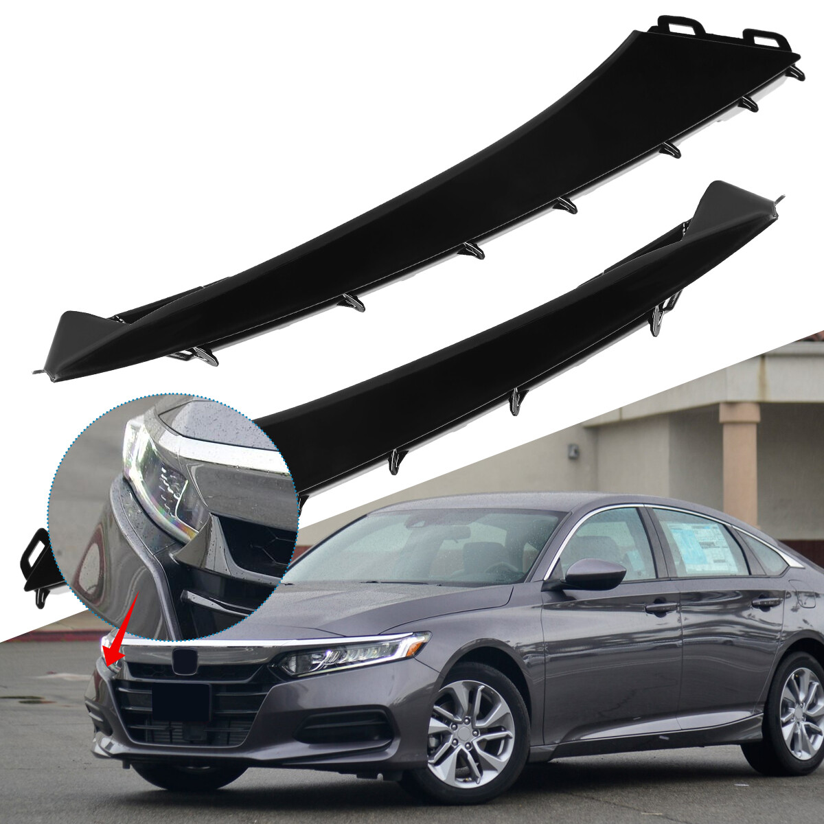 1Pair Set Grille Lower Moulding Trim For 2018-2020 Honda Accord Sedan Left&Right