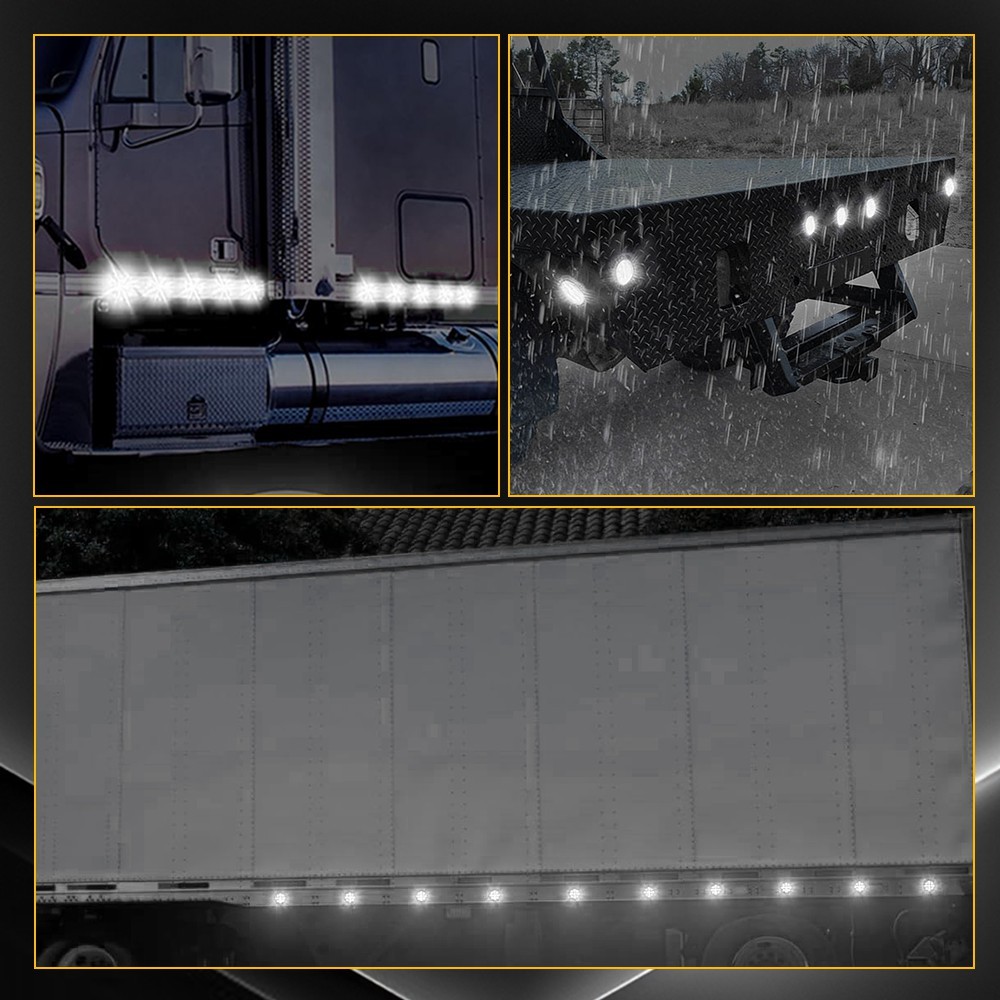 Clear Lens 4Pcs 2.5″ Round 13 LED DOT IP67 Trailer Clearance Side Marker Lights