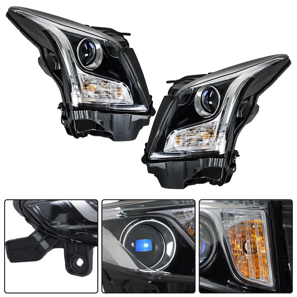 For 2013-2018 Cadillac ATS Halogen Headlights Projector w/ Bulb Pair Left+Right