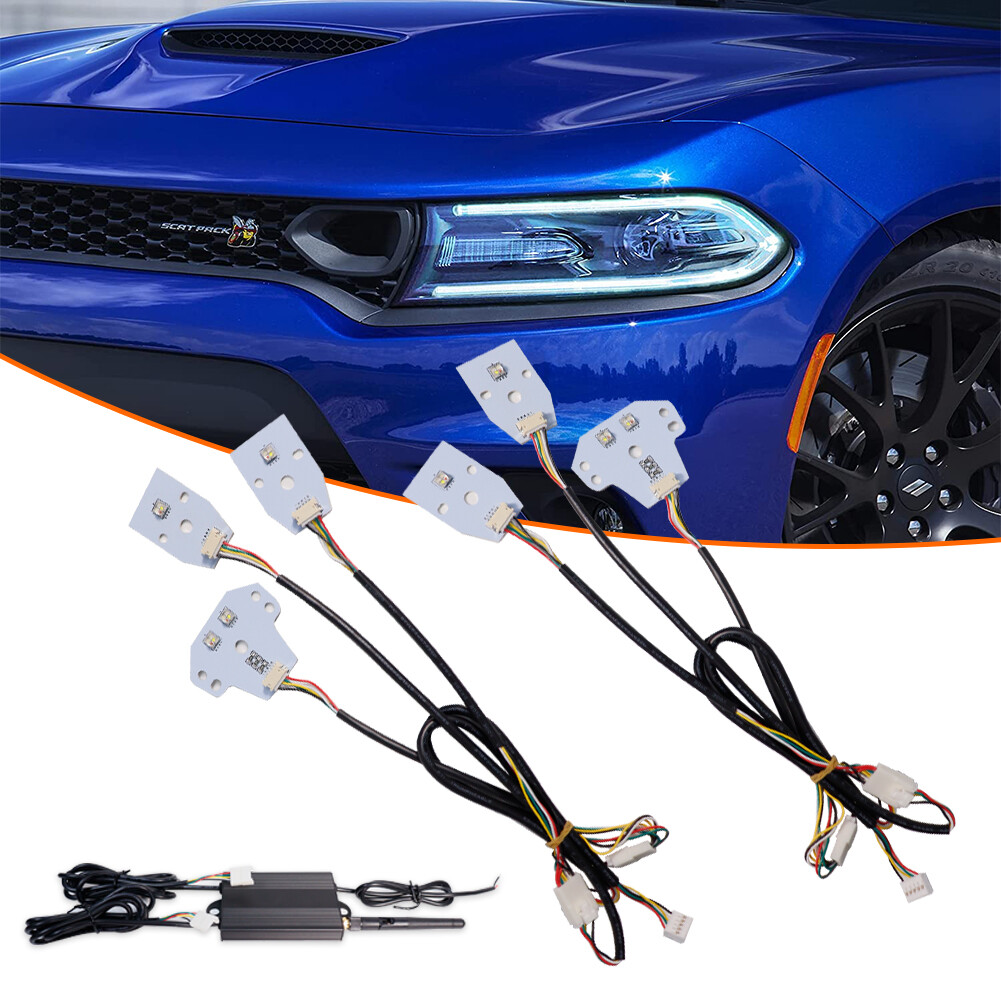 RGBW Multicolor LED Headlight Circuit Board Ambient Lights For 15+ Dodge Charger