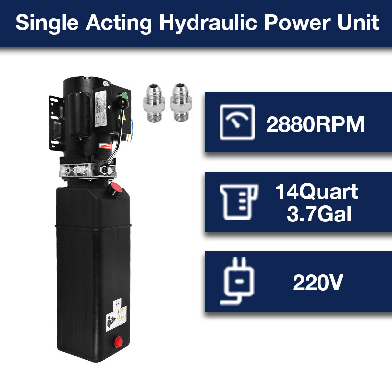 14 Quart Single Acting Hydraulic Pump Car Lift 3HP for 2 and 4 Post Car Lifting