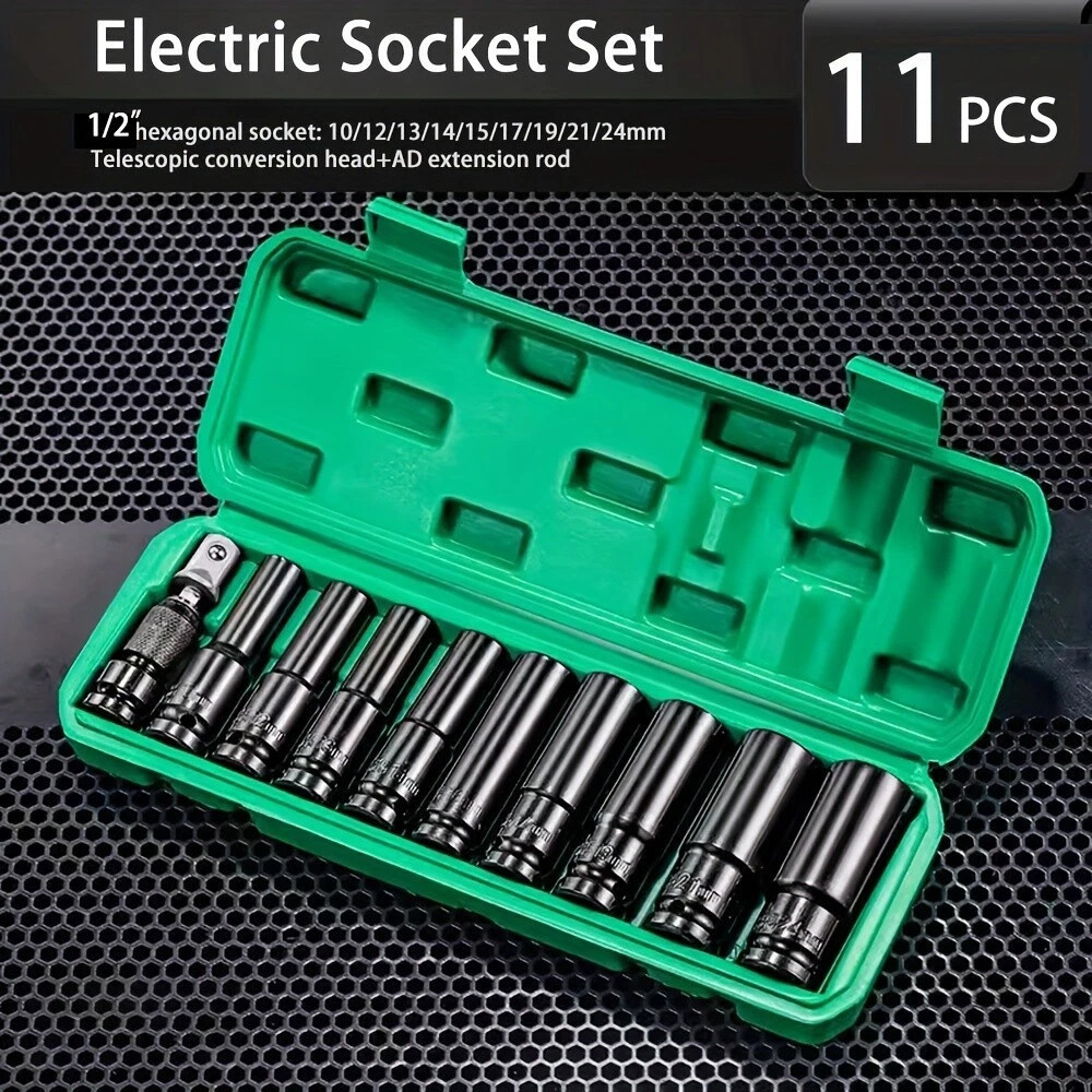 20PCS 1/2”Deep Impact Sockets Set Drive Metric 8mm-32mm Deep 6-Point Set w/case
