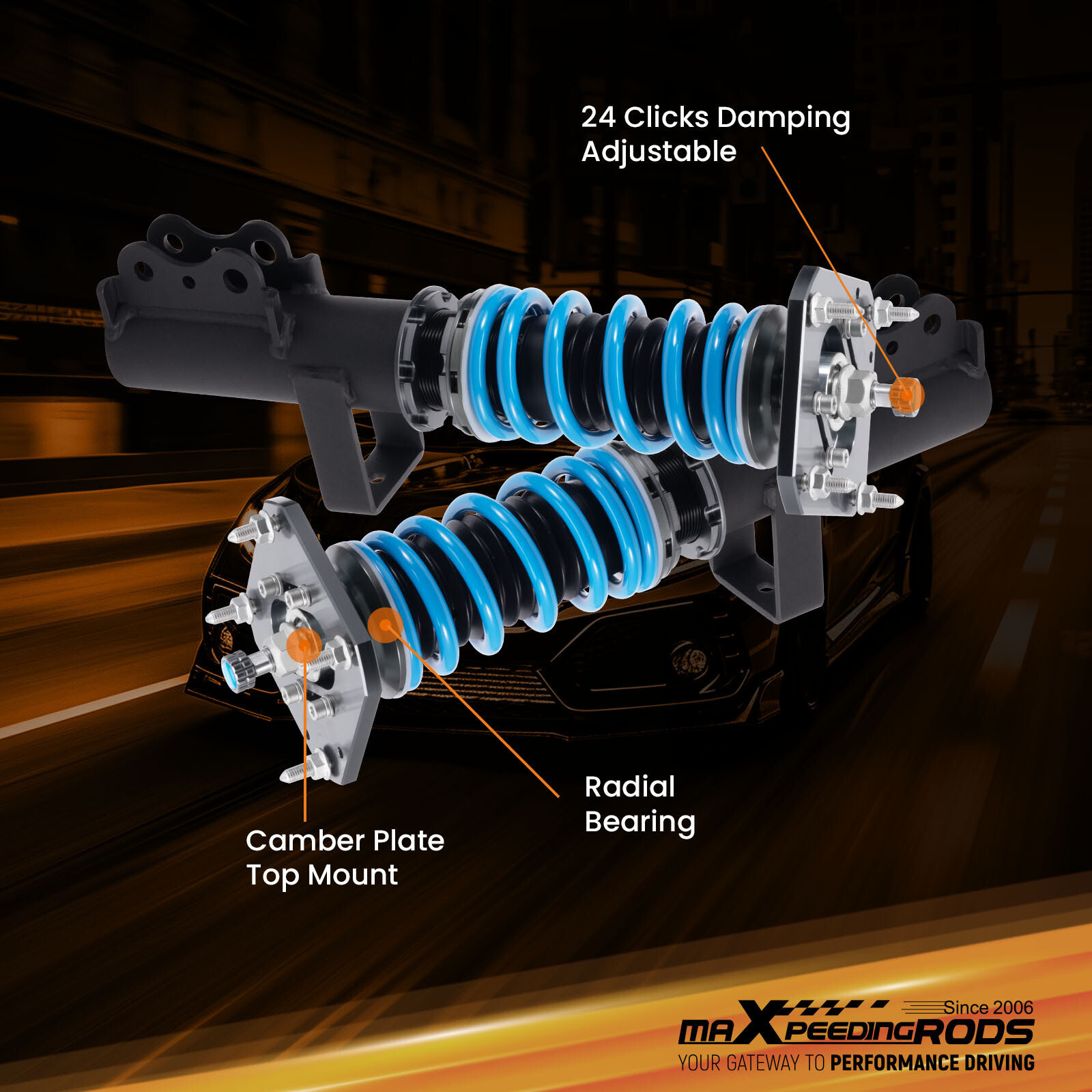 MaXpeedingrods 24 Way Adjustable Coilover Kit for Toyota MR2 1987-1989