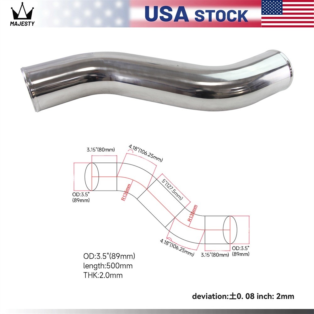 89mm 3.5″ inch Z Shape S Shape Aluminum Turbo Intercooler Pipe Piping Tubing