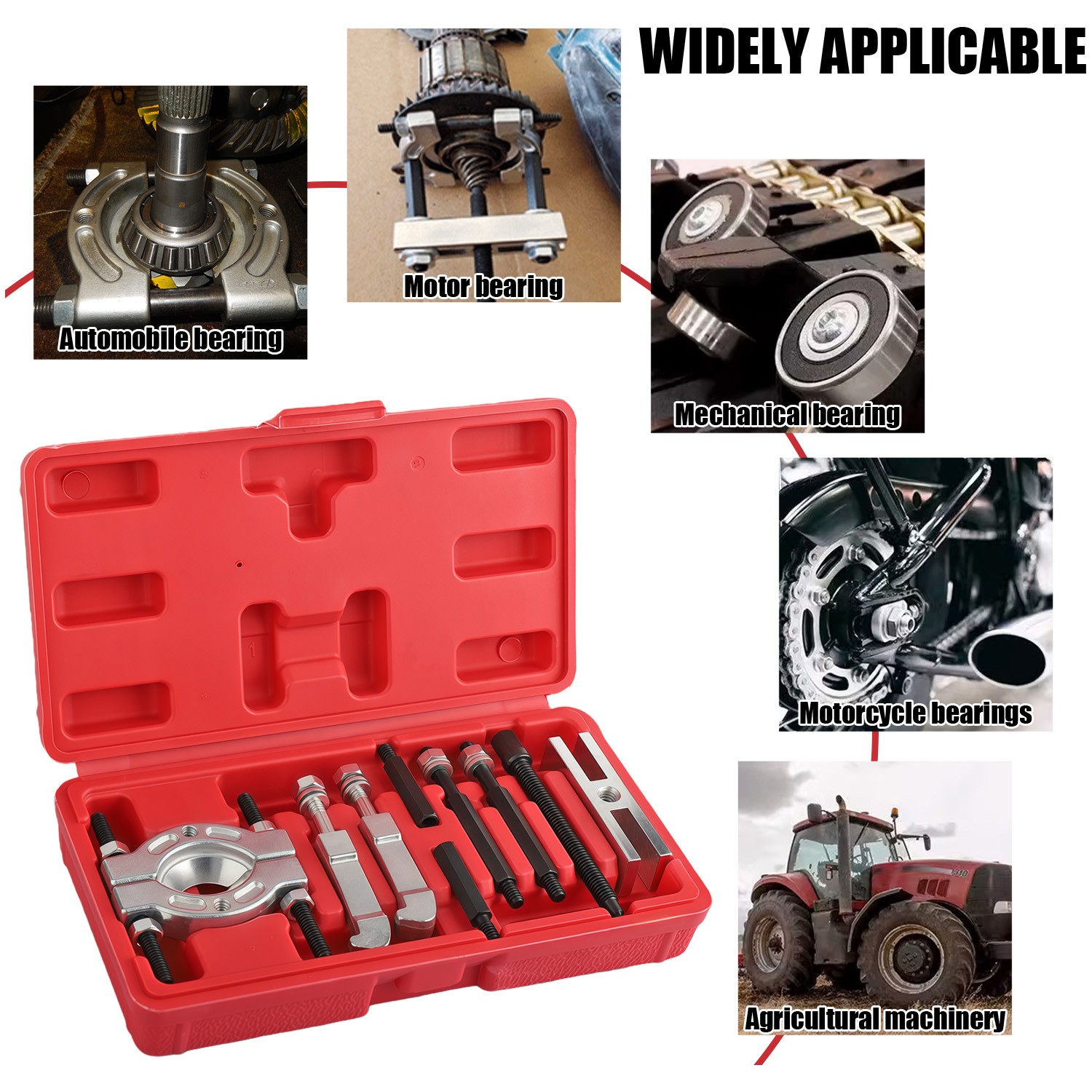 9pcs Bearing Puller Separator Set 15-58mm Pull Out Jaw Gear Pulley Removal USA