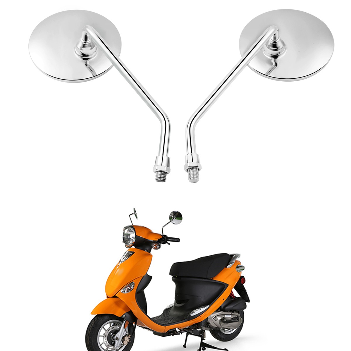 For Genuine Buddy 125cc Scooter Motorcycle Round Rearview Side Mirrors Chrome