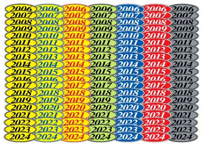 Oval Model Year Stickers, Windshield Stickers for Car Dealers, Car Lots