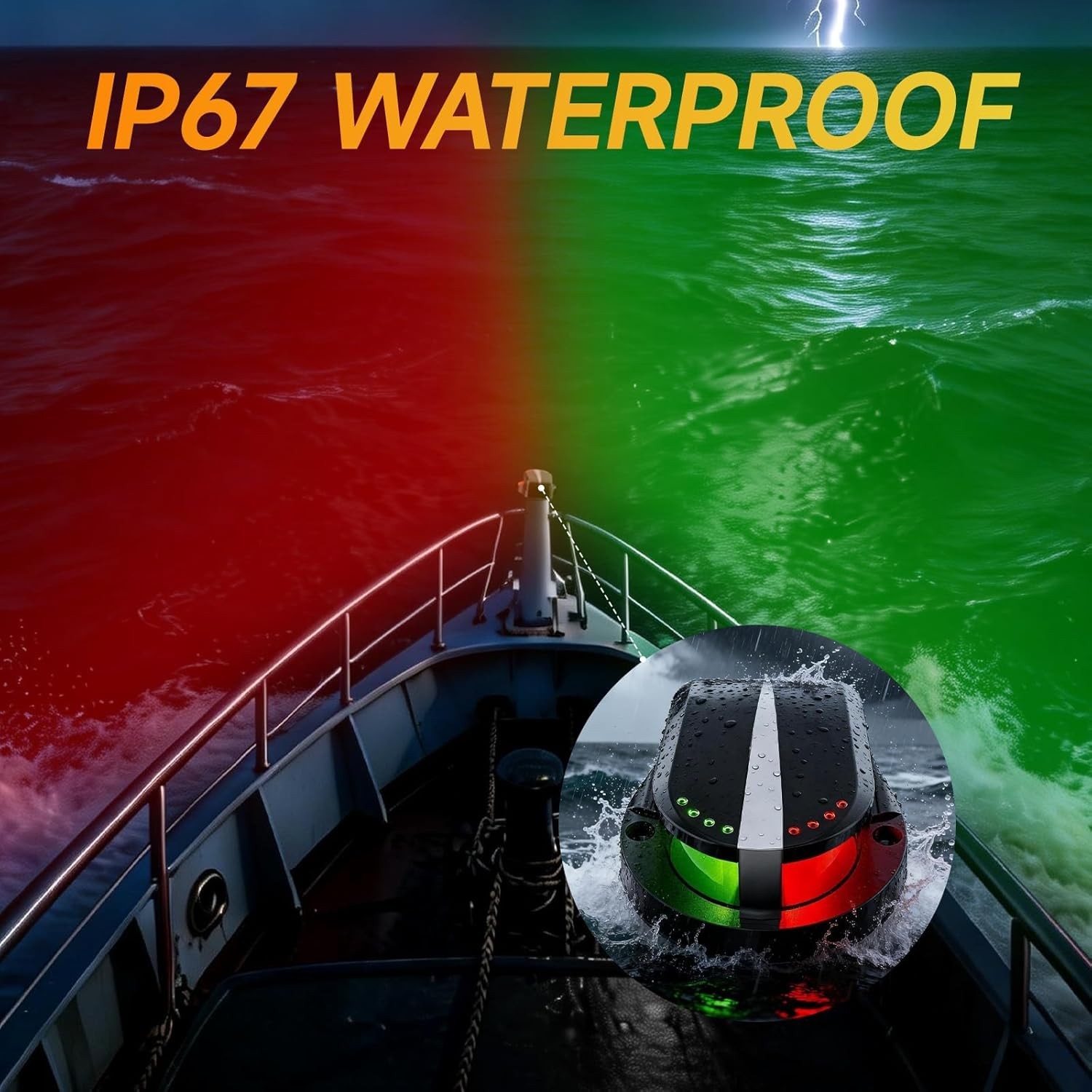 Boat Navigation Lights Red and Green, Bow Lights for Boats LED IP67 Waterproof,