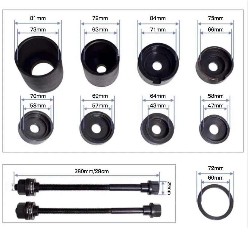Rear Subframe Bushing Removal Tool Kit For BMW E32 E34 E38 E39 E60 E65 E66