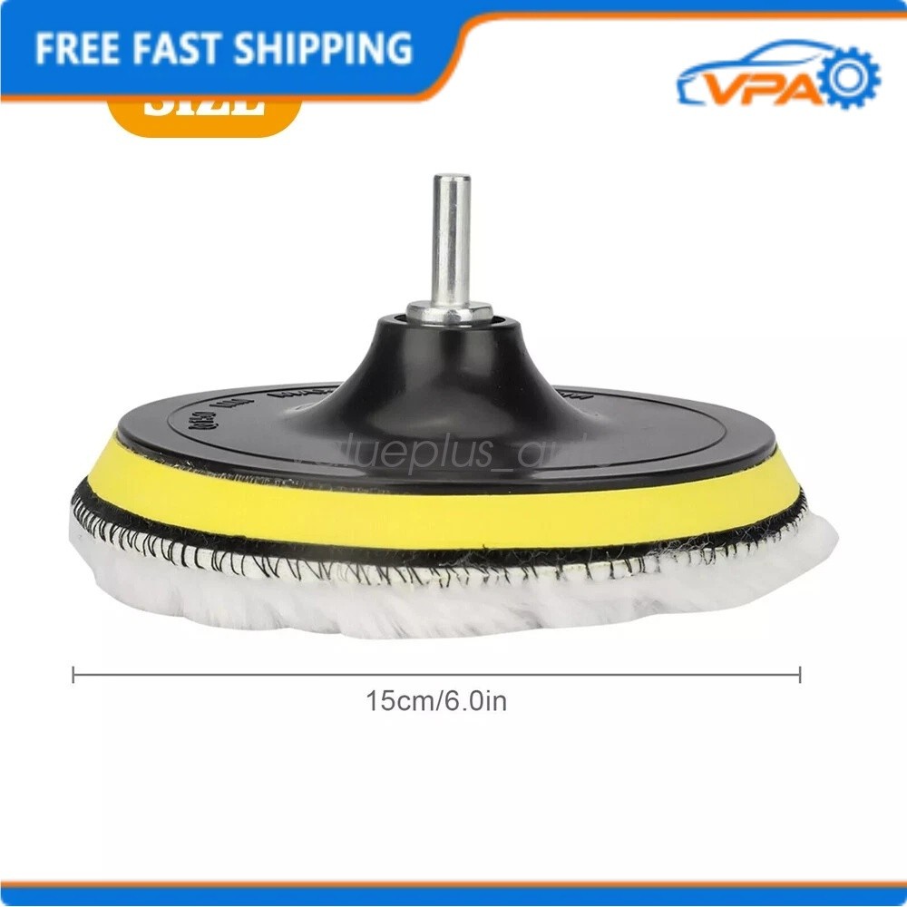 5X 6″ Buffing Polishing Pad Wool Wheel Mop Kit For Car Polisher Drill Adapter